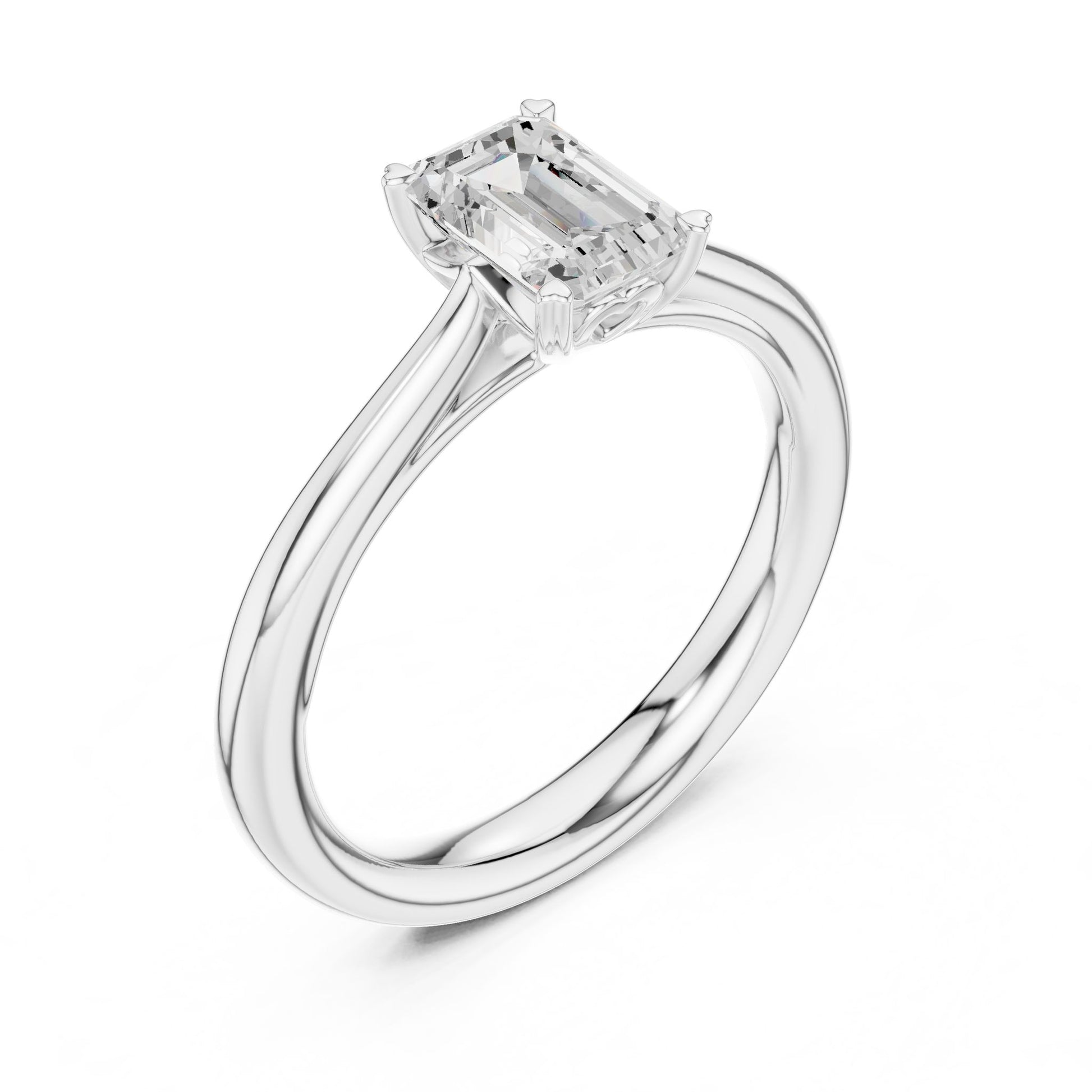 Emerald Lab Grown Diamond Solitaire Engagement Ring