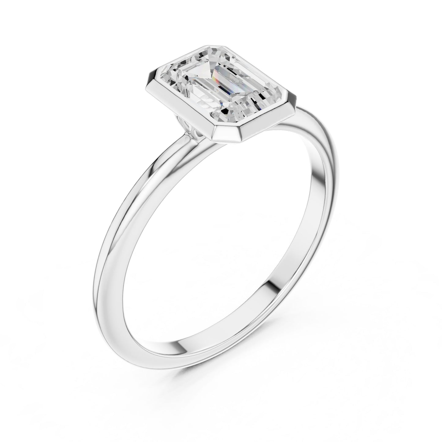 Emerald Lab Grown Diamond Solitaire Engagement Ring