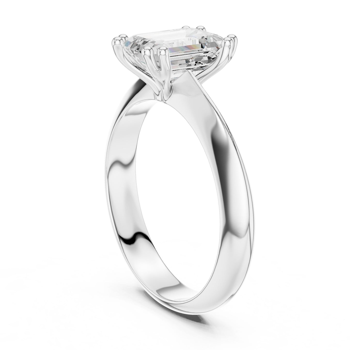 Emerald Lab Grown Diamond Solitaire Engagement Ring
