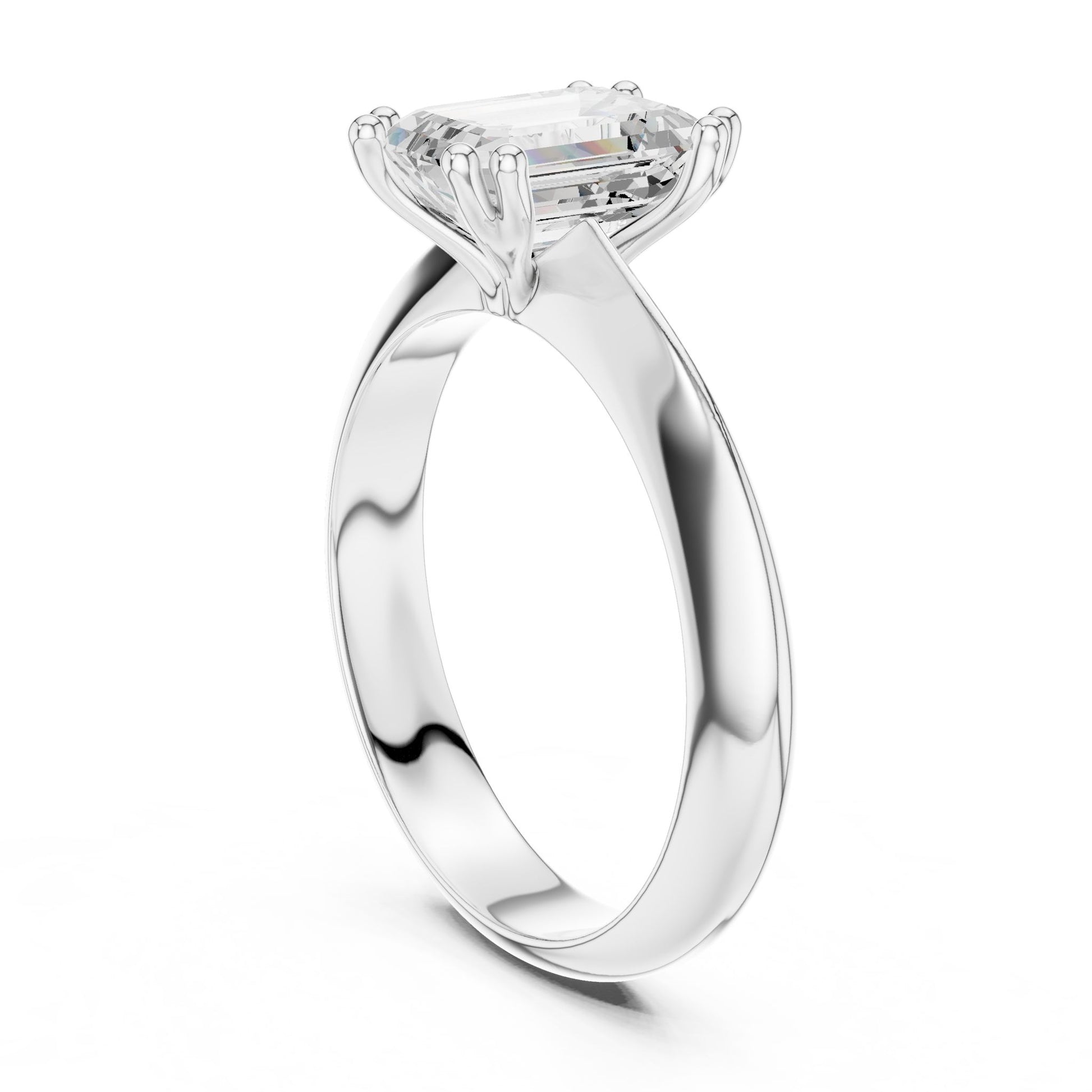 Emerald Lab Grown Diamond Solitaire Engagement Ring