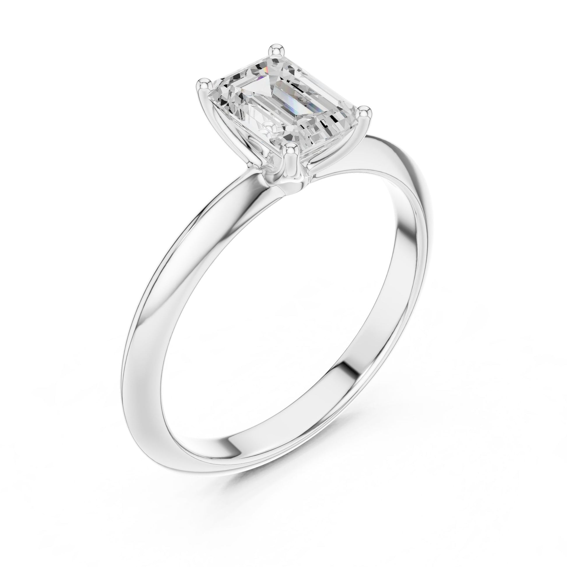 Emerald Lab Grown Diamond Solitaire Engagement Ring