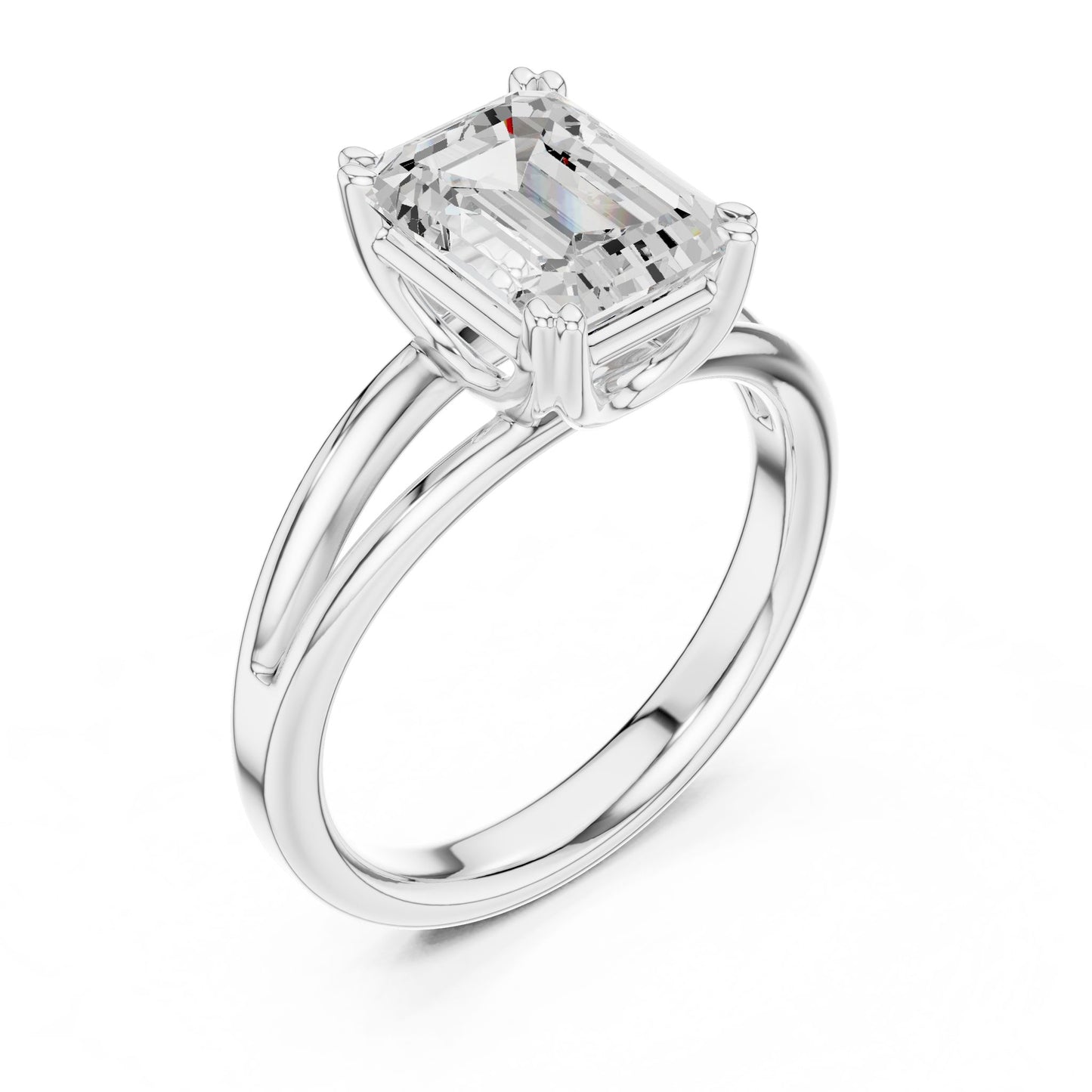 Emerald Lab Grown Diamond Solitaire Engagement Ring