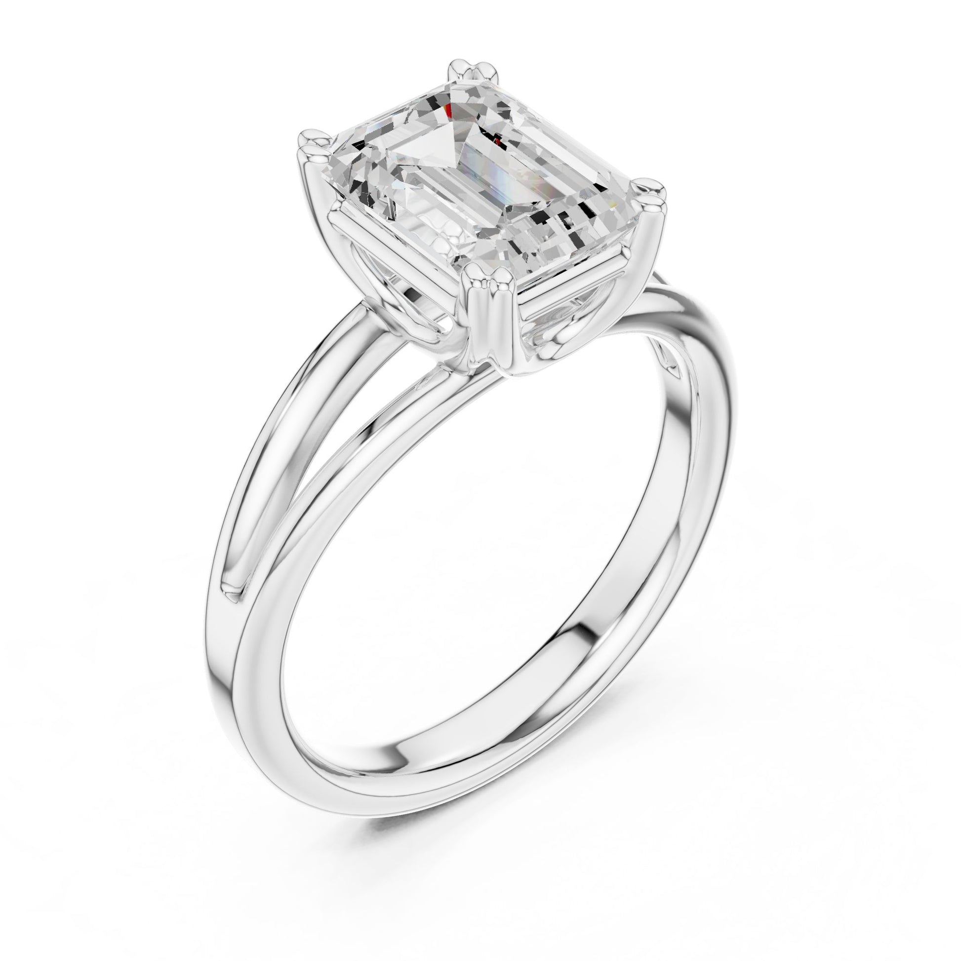 Emerald Lab Grown Diamond Solitaire Engagement Ring