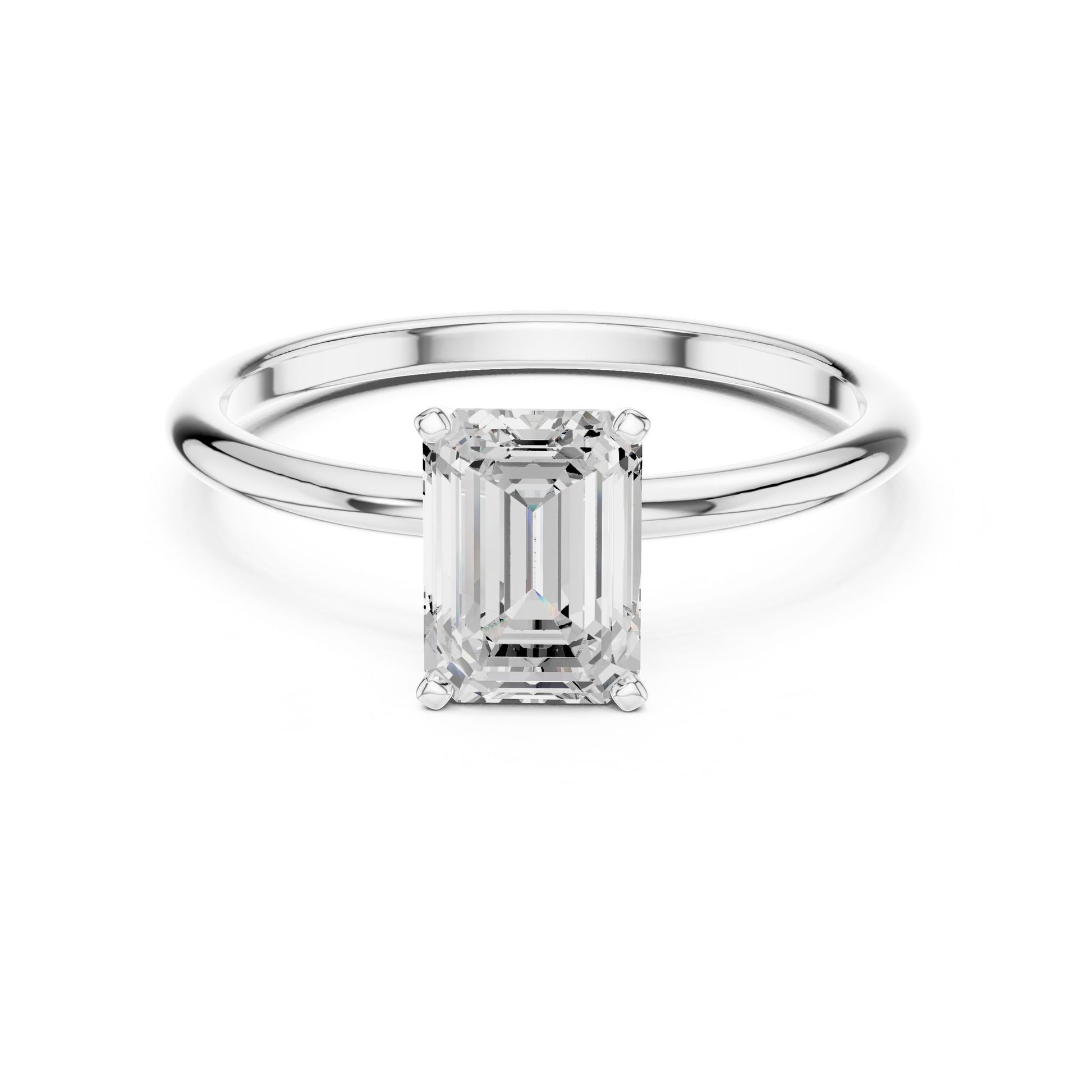 Emerald Lab Grown Diamond Solitaire Engagement Ring