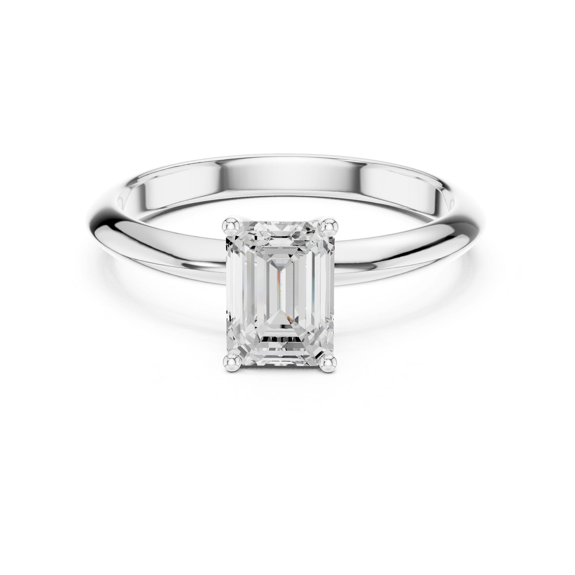 Emerald Lab Grown Diamond Solitaire Engagement Ring