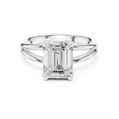 Emerald Lab Grown Diamond Solitaire Engagement Ring