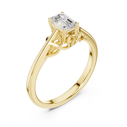 Emerald Lab Grown Diamond Solitaire Engagement Ring