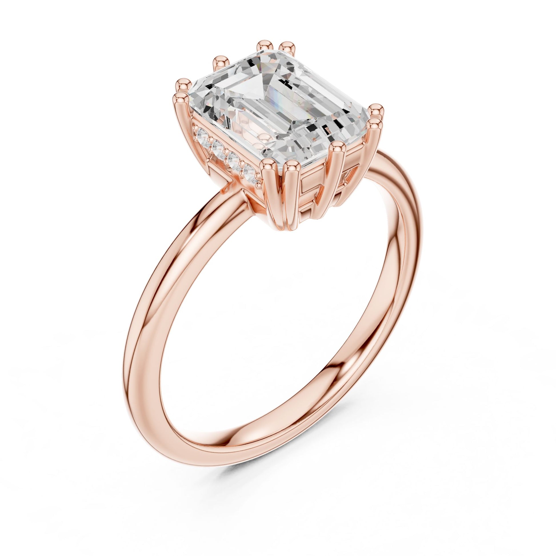 Emerald Lab Grown Diamond Solitaire Engagement Ring