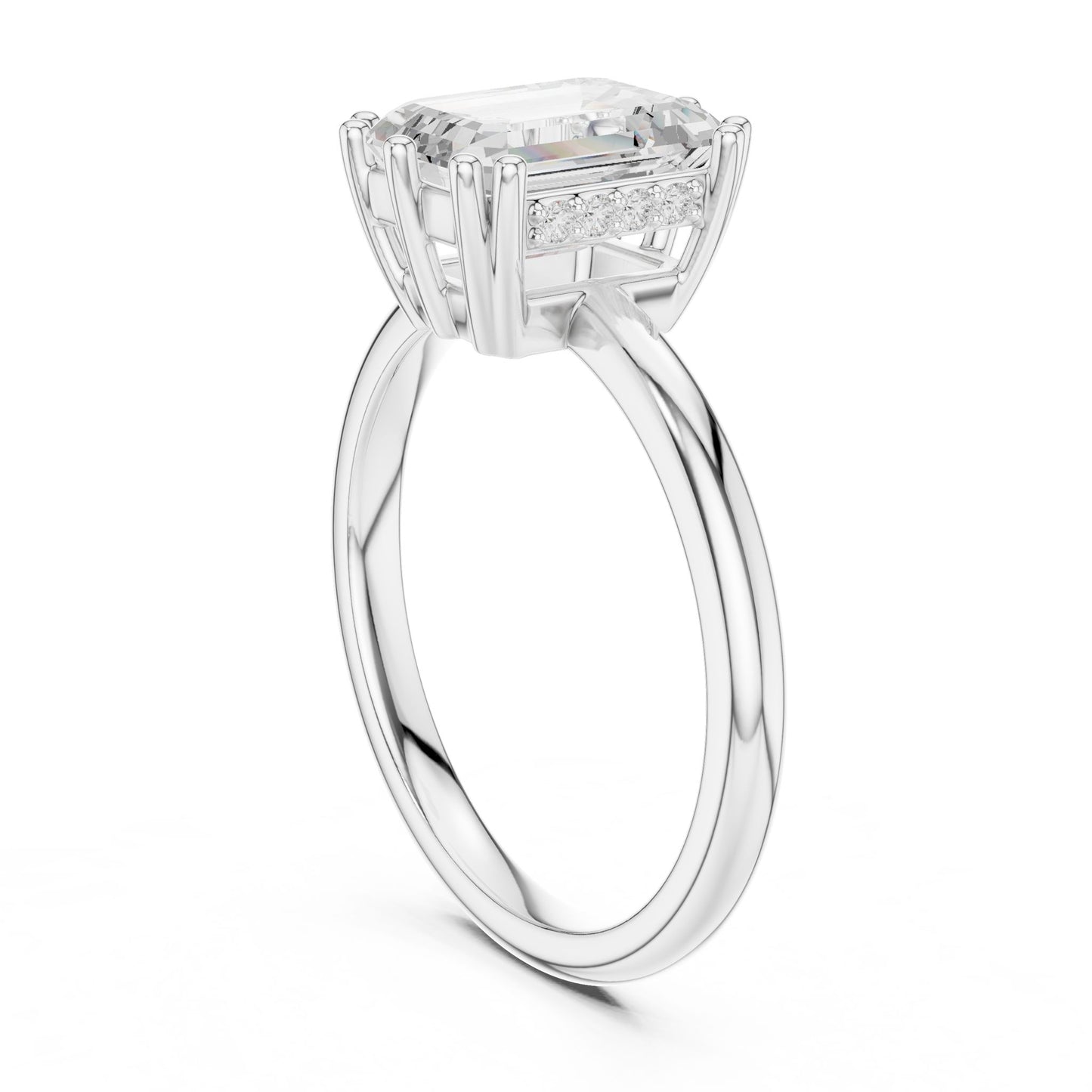 Emerald Lab Grown Diamond Solitaire Engagement Ring