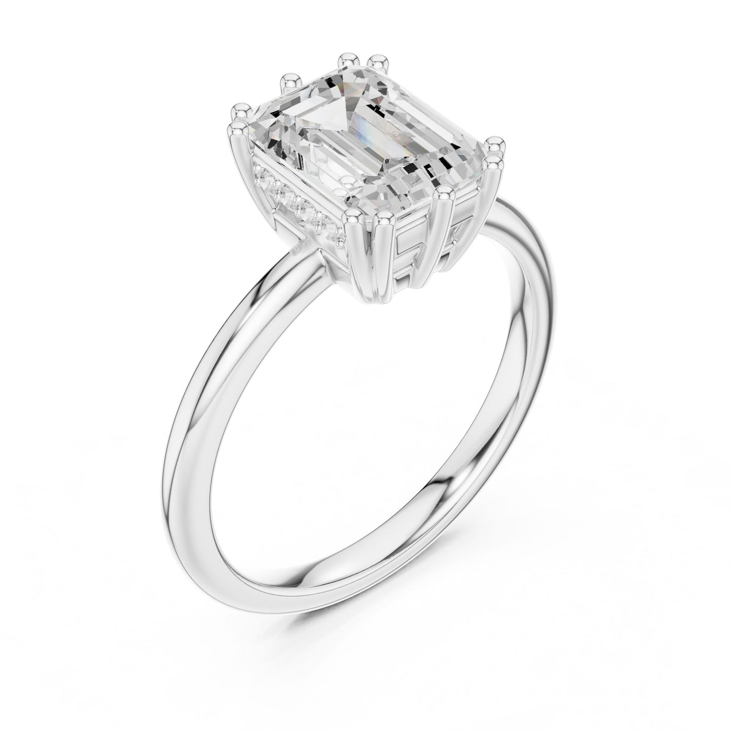 Emerald Lab Grown Diamond Solitaire Engagement Ring