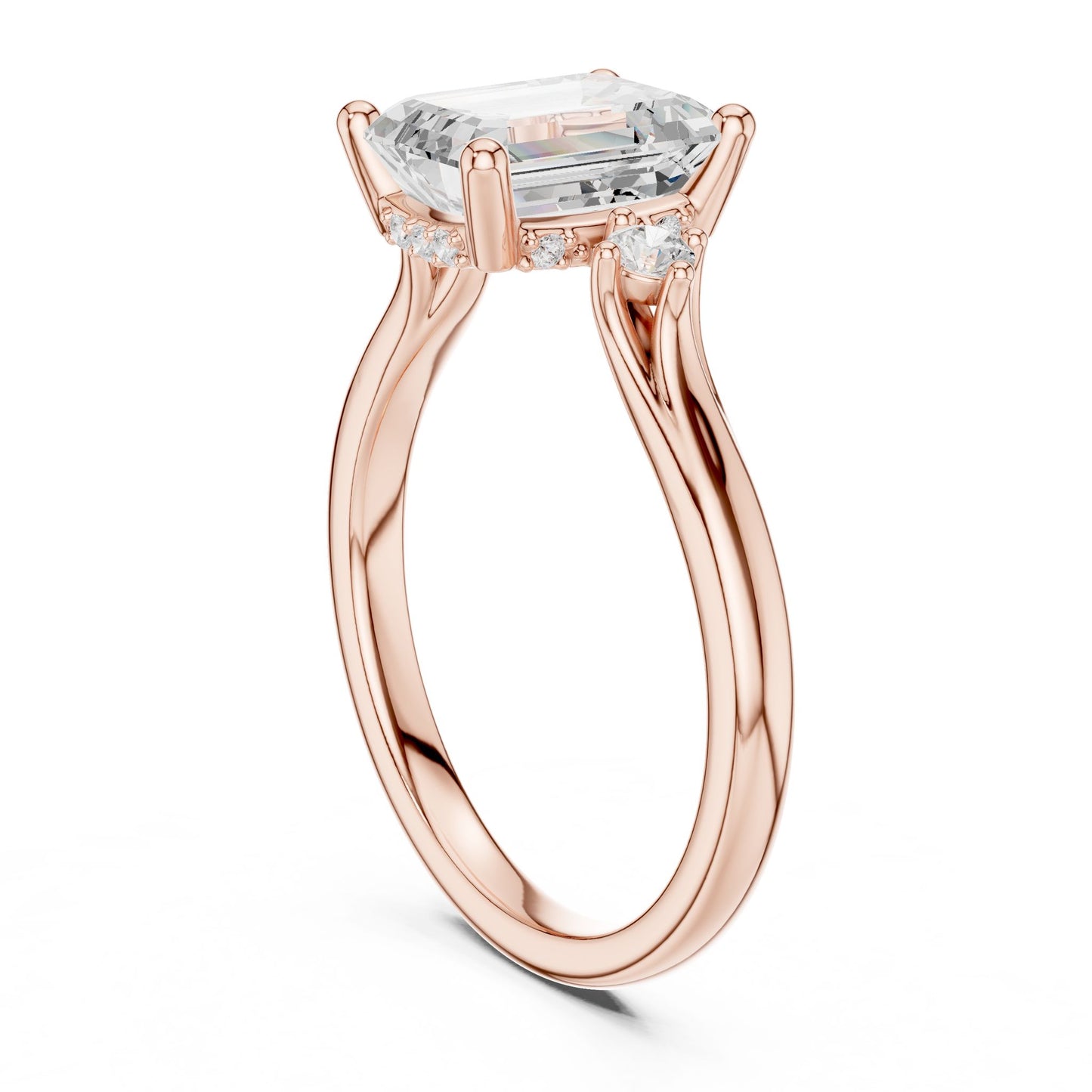 Emerald Lab Grown Diamond Three-Stone Engagement Ring