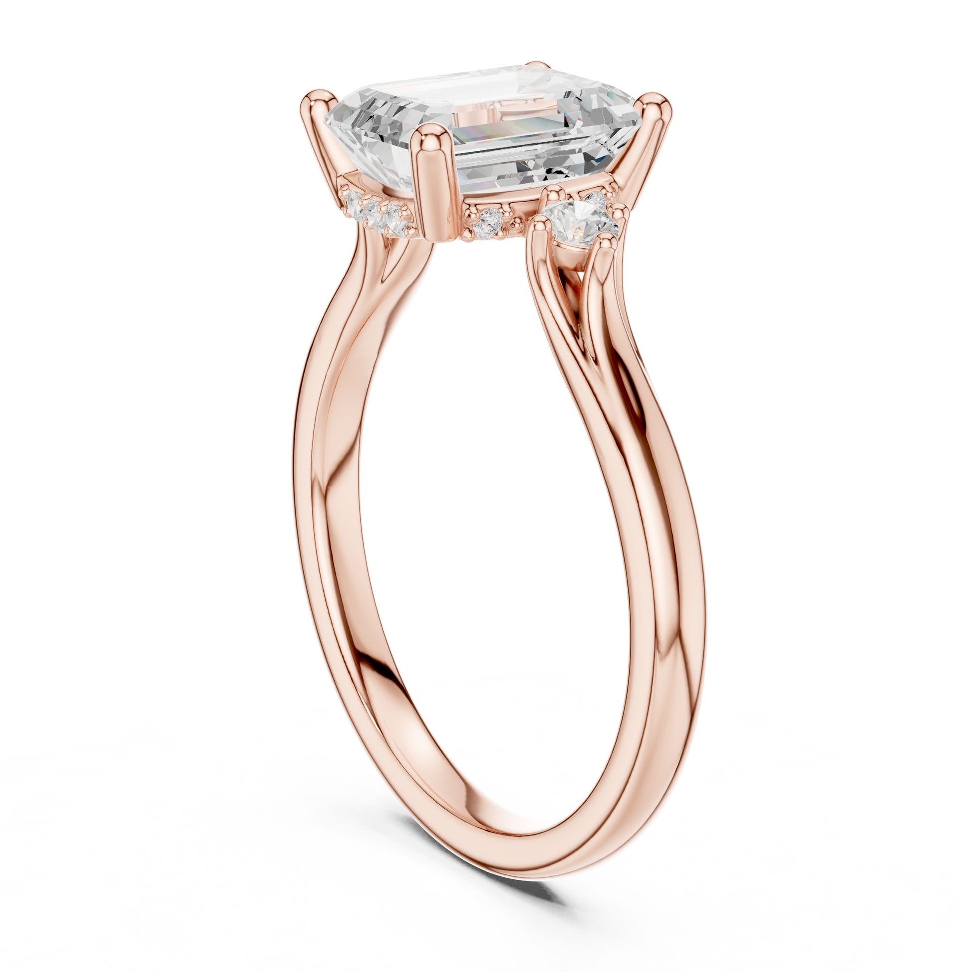 Emerald Lab Grown Diamond Three-Stone Engagement Ring
