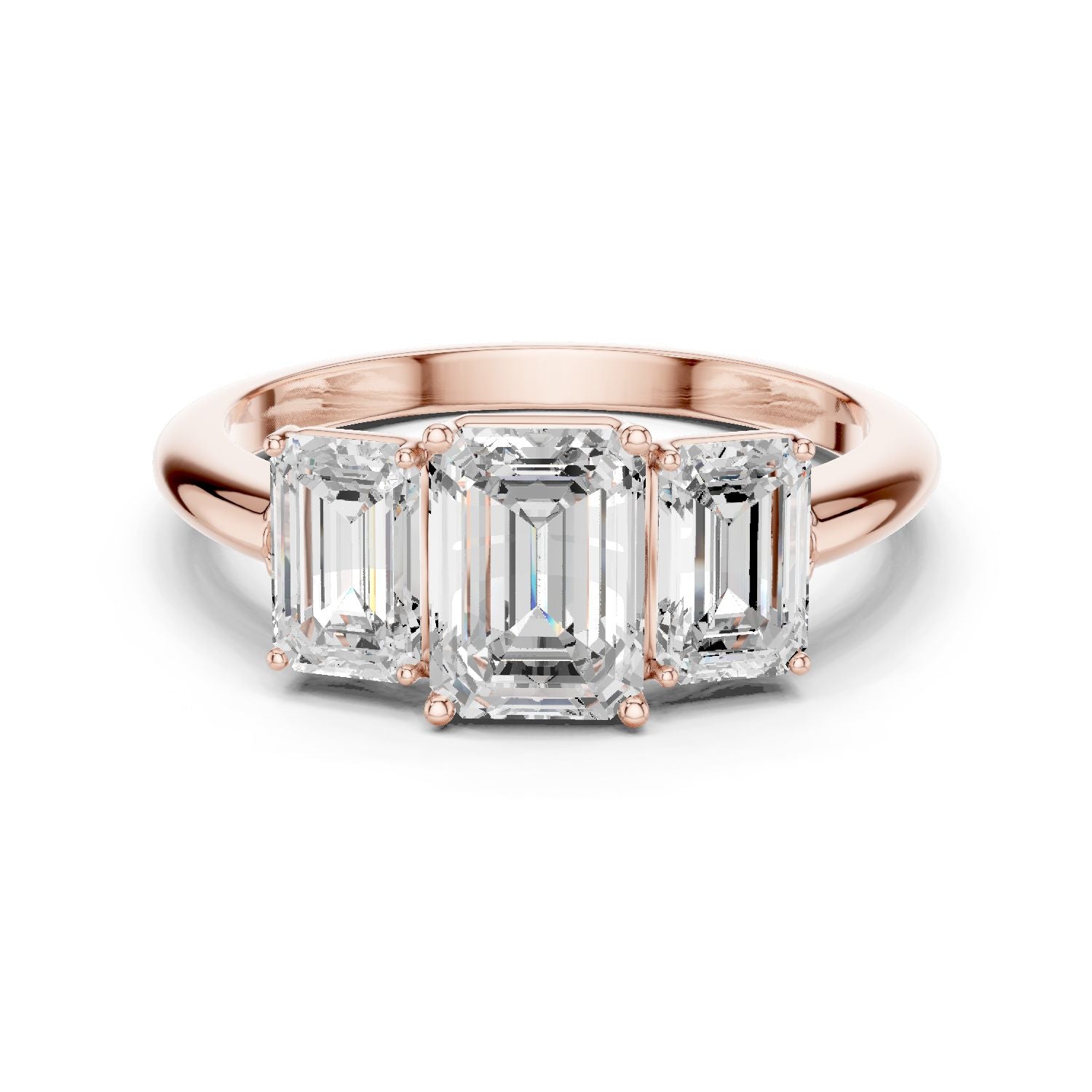 Emerald Lab Grown Diamond Three-Stone Engagement Ring