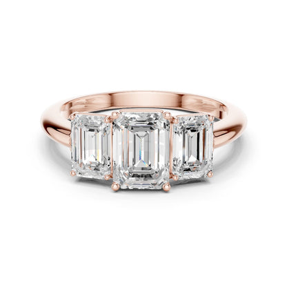 Emerald Lab Grown Diamond Three-Stone Engagement Ring
