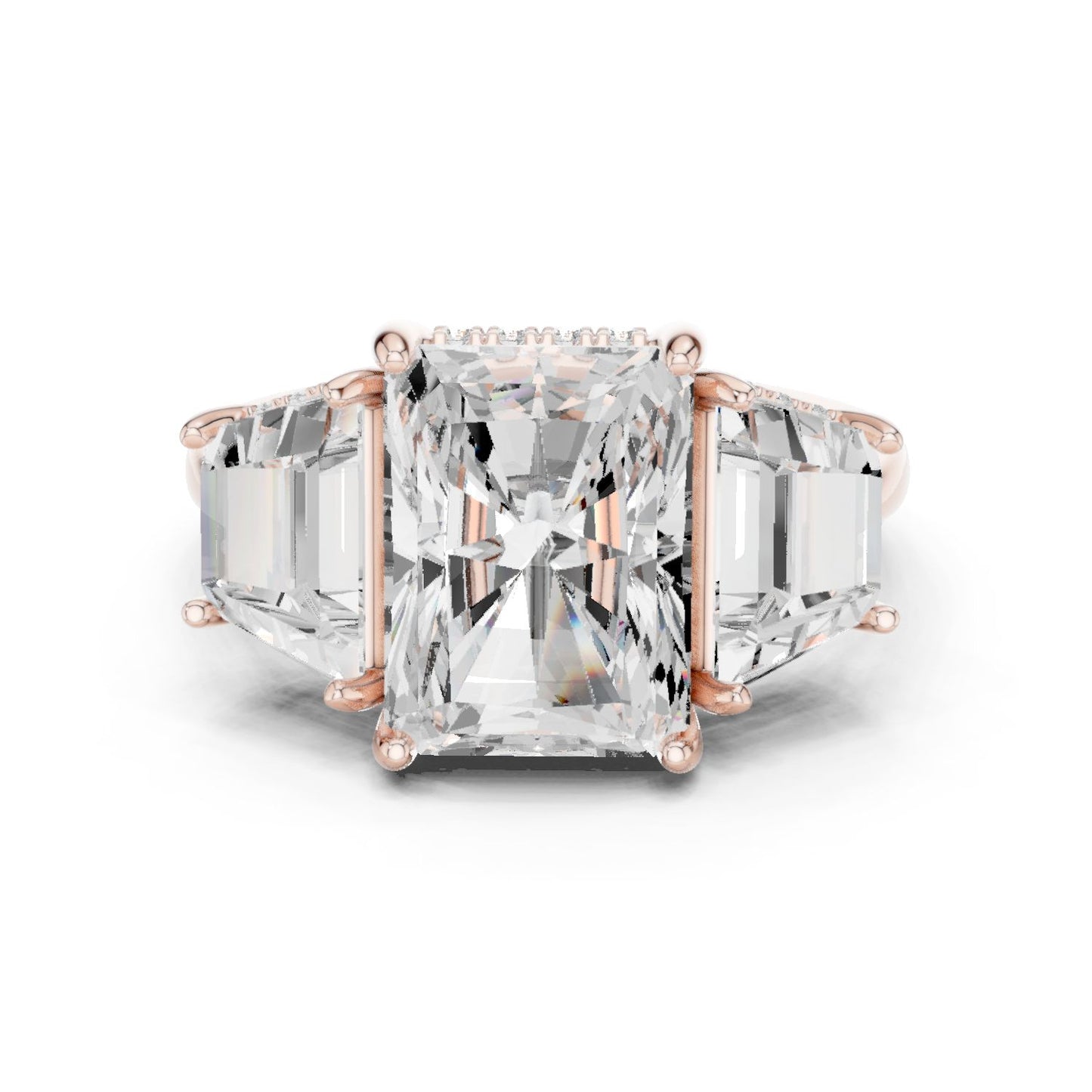 Emerald Lab Grown Diamond Three-Stone Engagement Ring