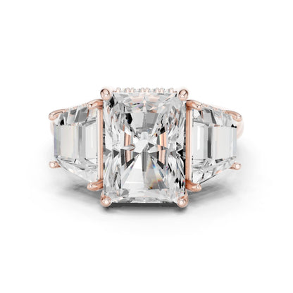 Emerald Lab Grown Diamond Three-Stone Engagement Ring