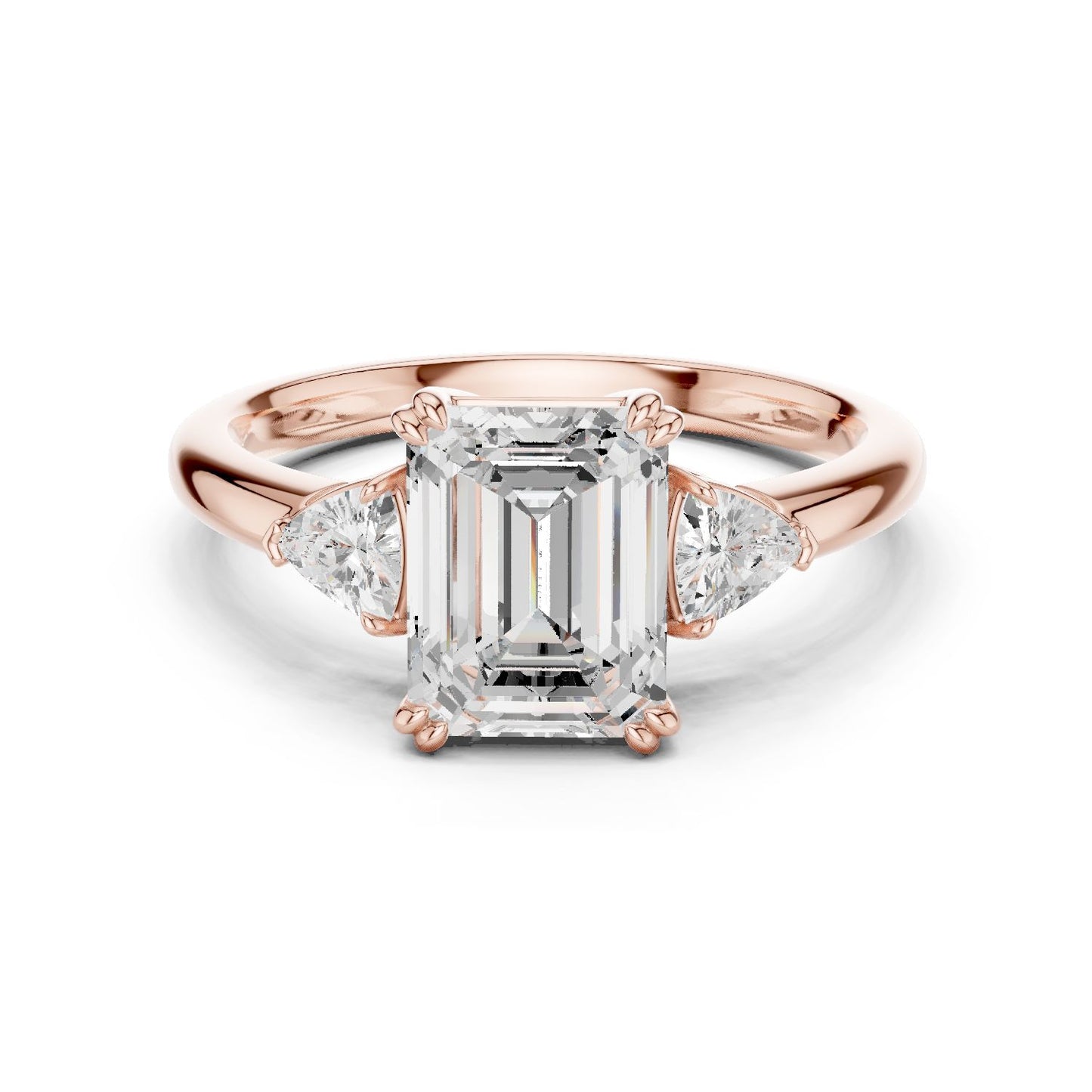 Emerald Lab Grown Diamond Three-Stone Engagement Ring