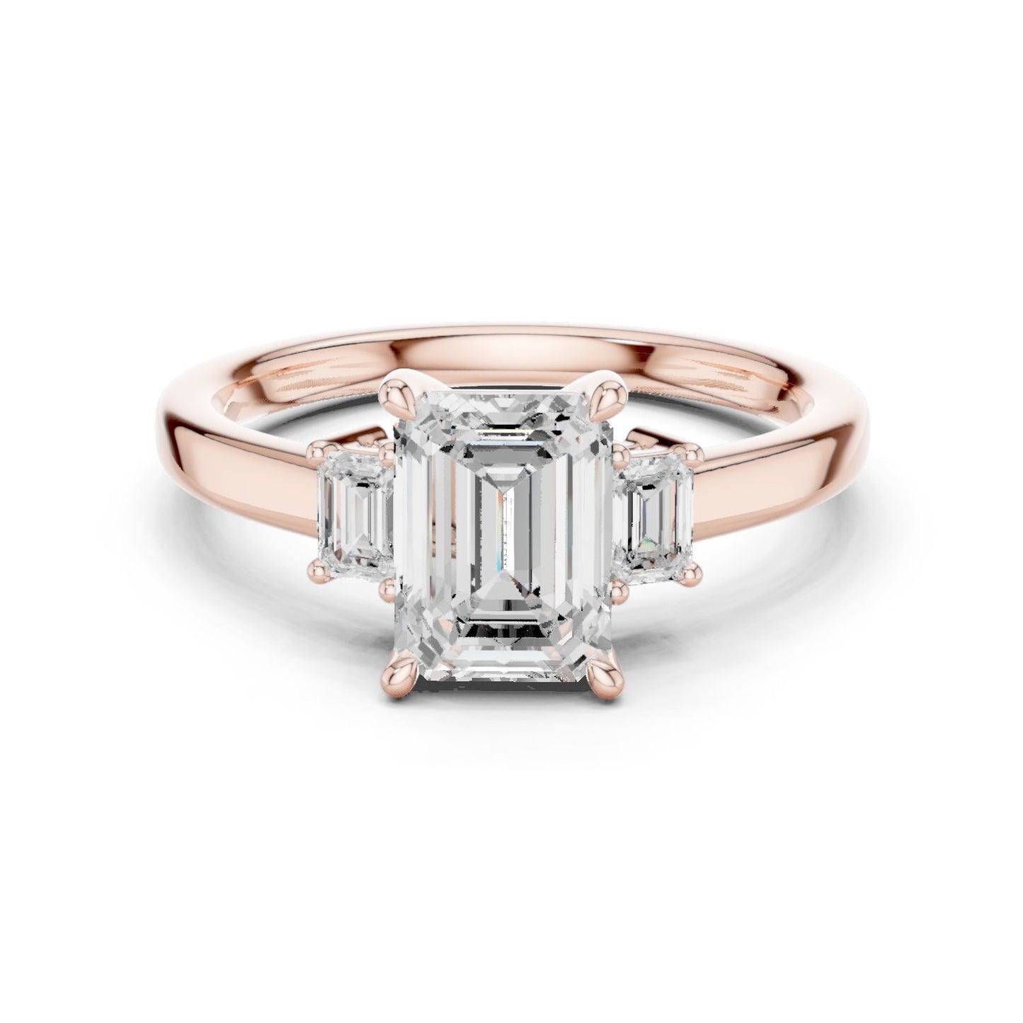Emerald Lab Grown Diamond Three-Stone Engagement Ring