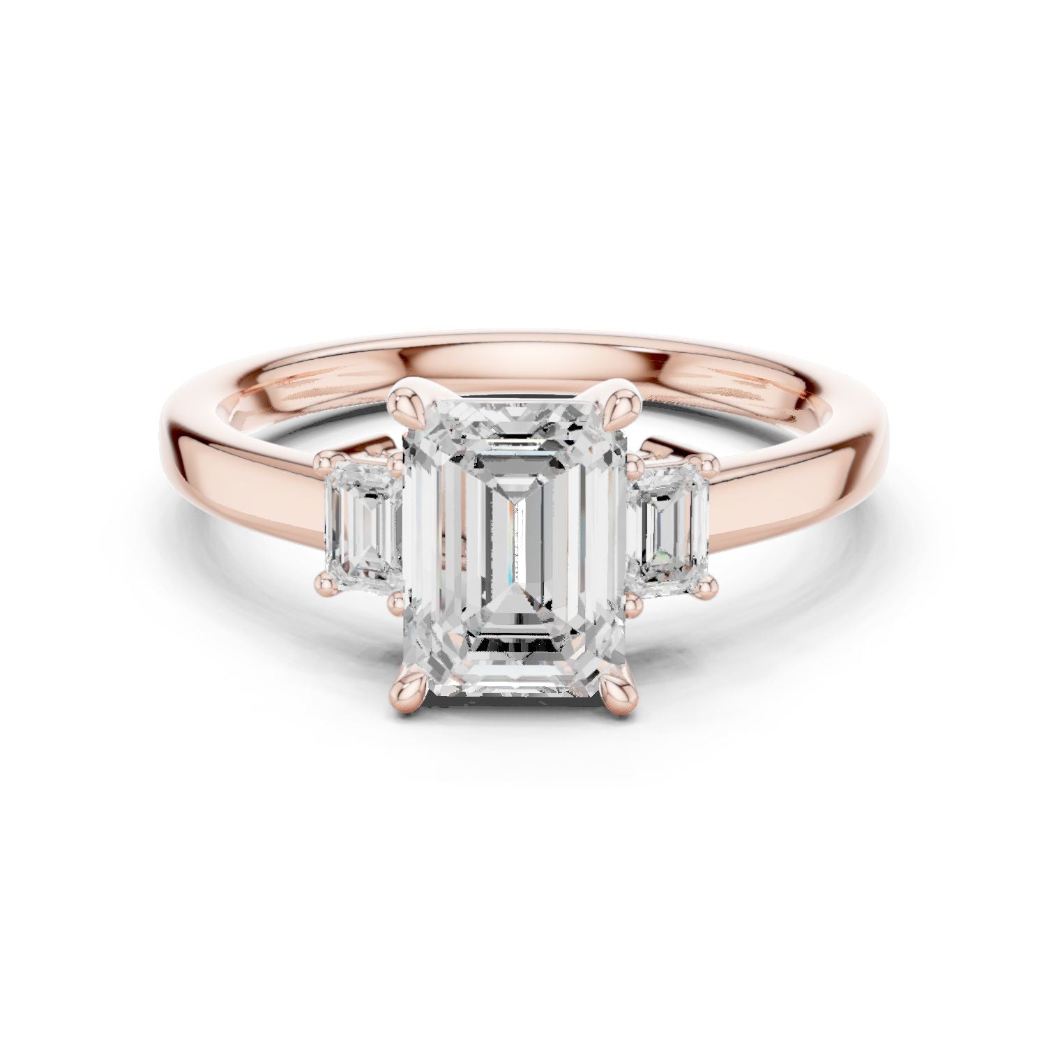 Emerald Lab Grown Diamond Three-Stone Engagement Ring