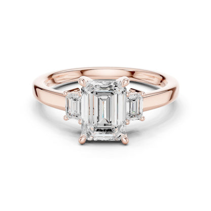 Emerald Lab Grown Diamond Three-Stone Engagement Ring