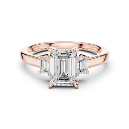 Emerald Lab Grown Diamond Three-Stone Engagement Ring