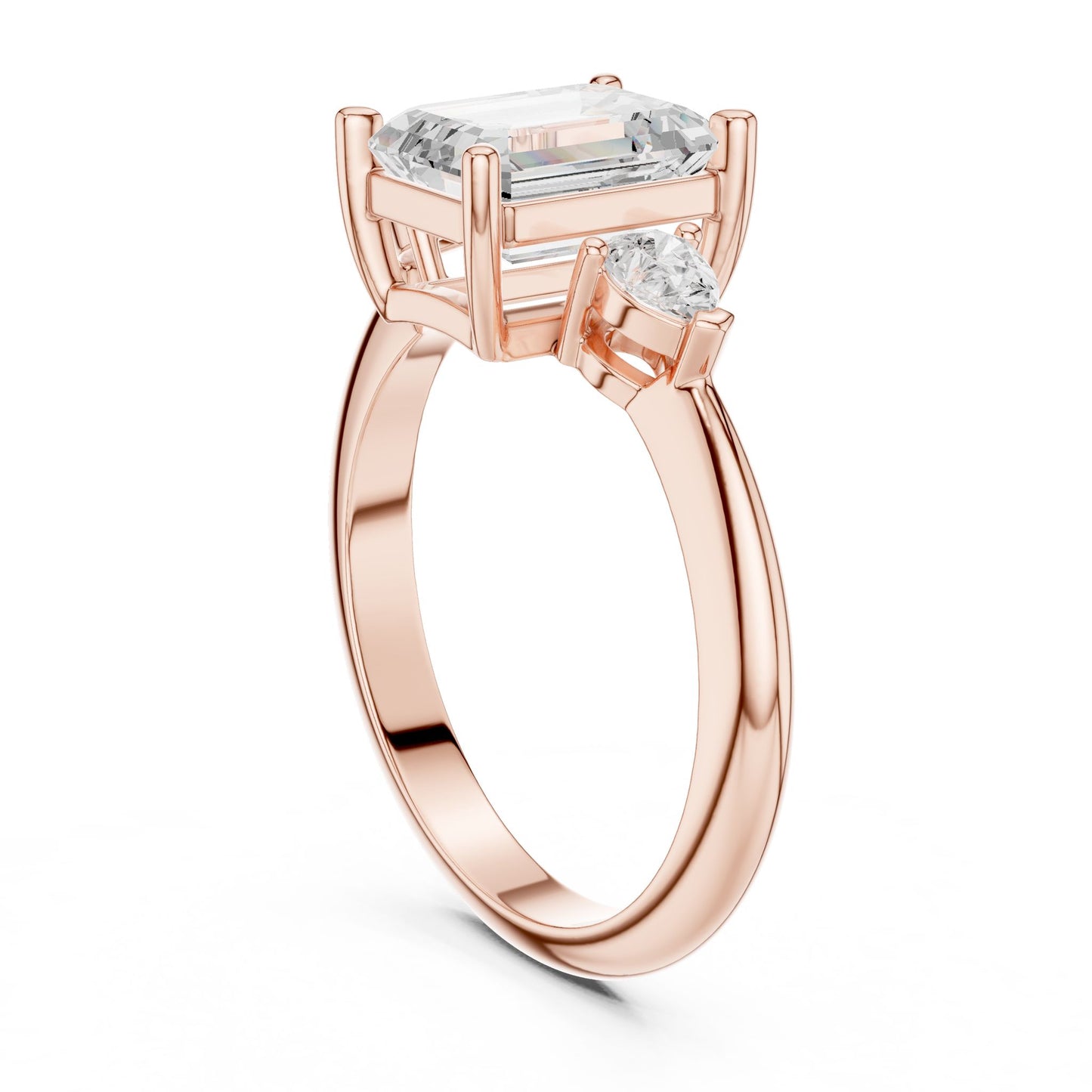 Emerald Lab Grown Diamond Three-Stone Engagement Ring