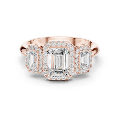 Emerald Lab Grown Diamond Three-Stone Engagement Ring