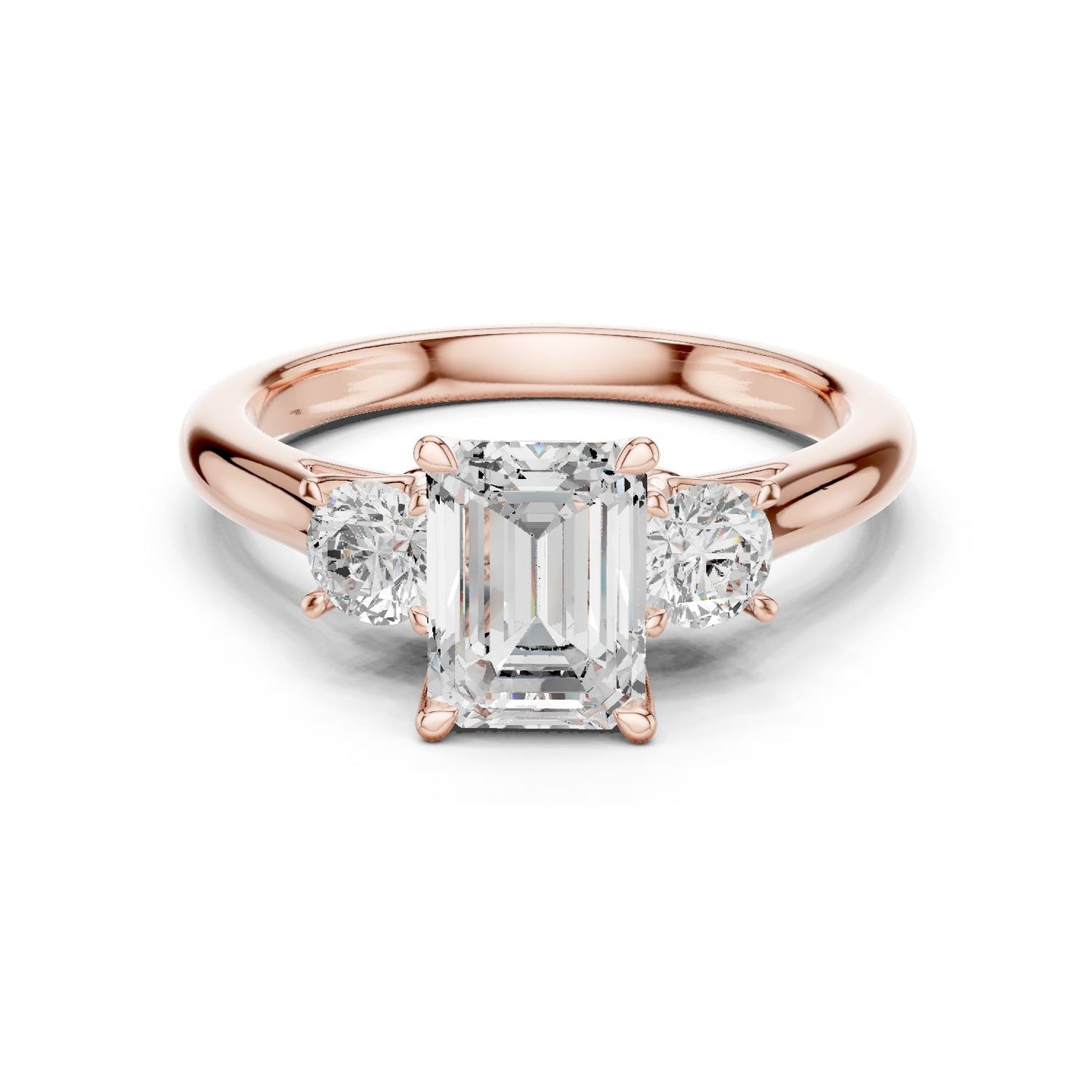 Emerald Lab Grown Diamond Three-Stone Engagement Ring