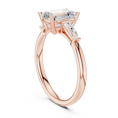 Emerald Lab Grown Diamond Three-Stone Engagement Ring