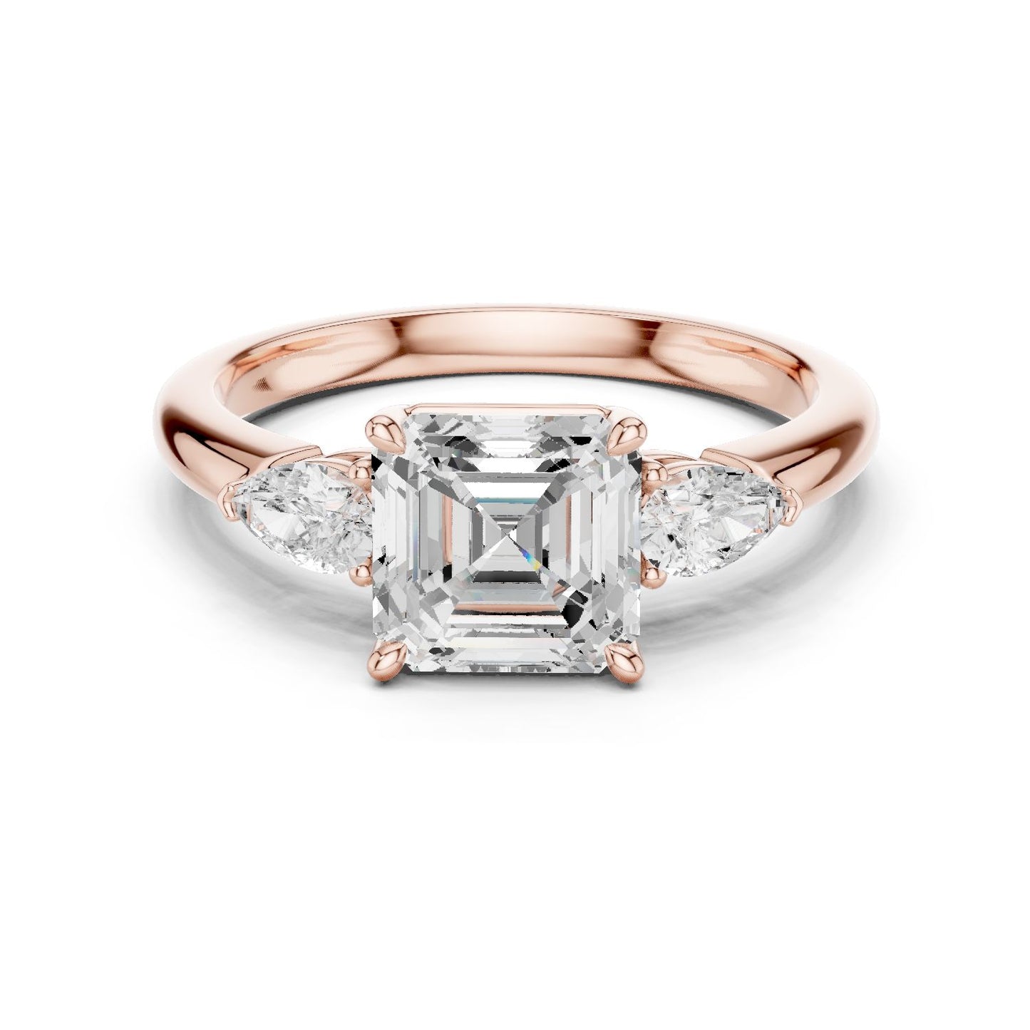 Emerald Lab Grown Diamond Three-Stone Engagement Ring