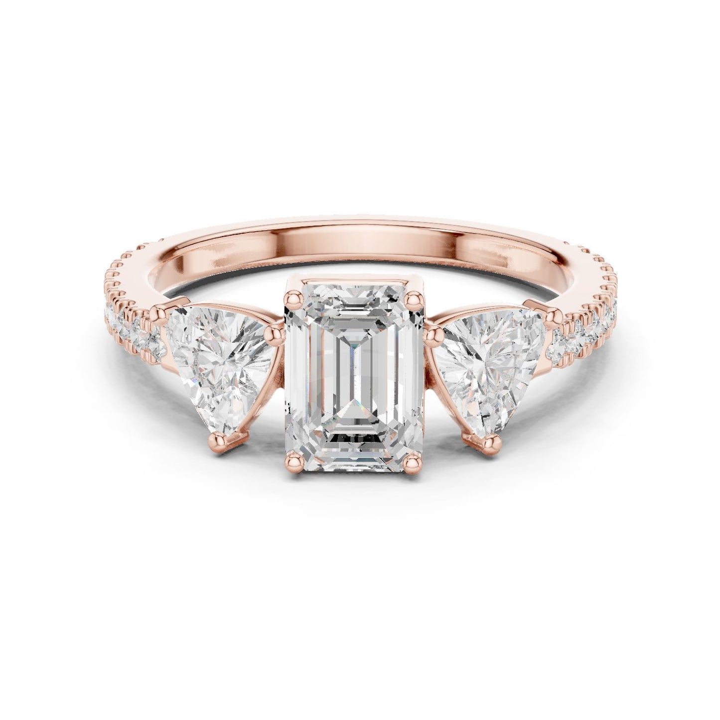 Emerald Lab Grown Diamond Three-Stone Engagement Ring