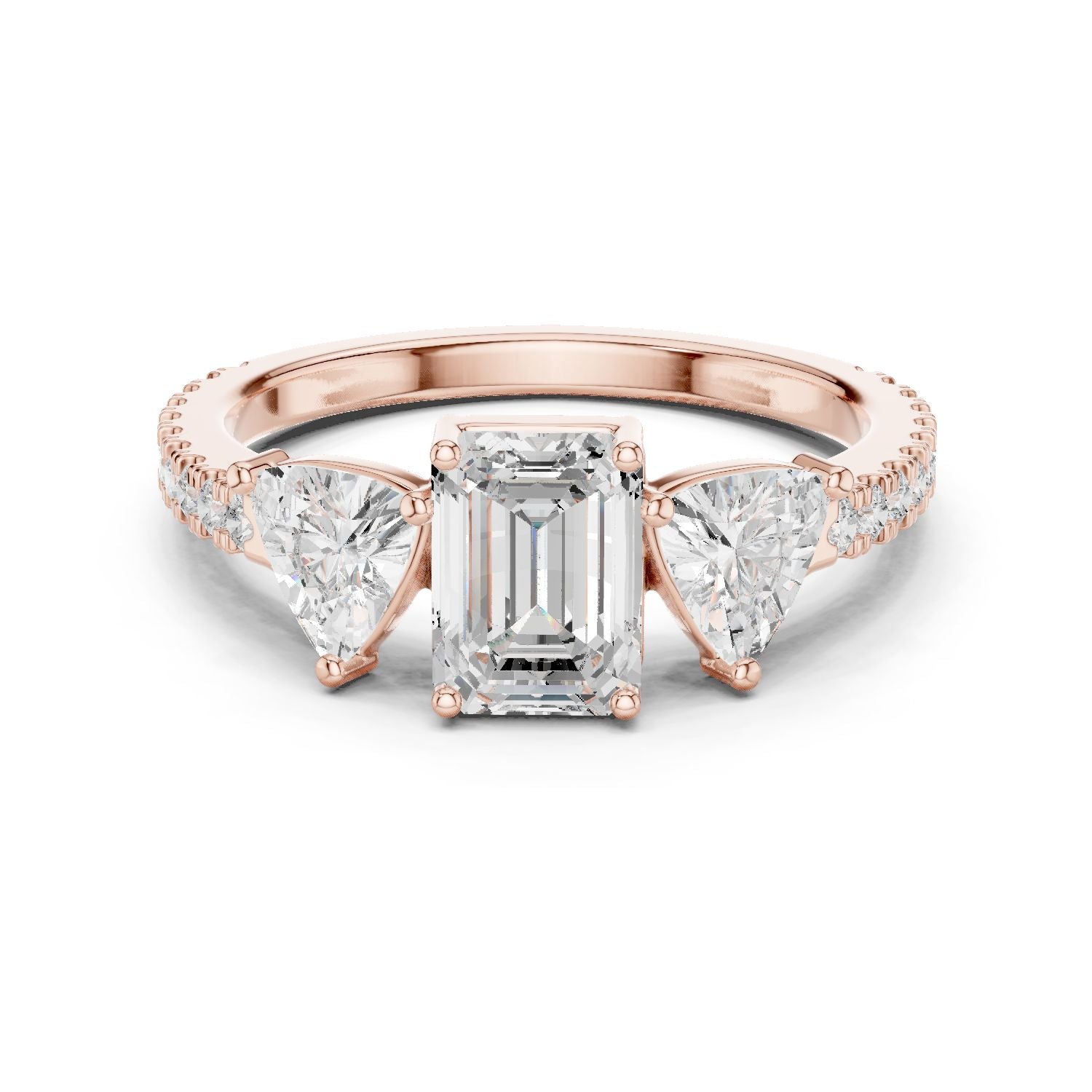 Emerald Lab Grown Diamond Three-Stone Engagement Ring