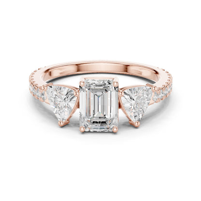 Emerald Lab Grown Diamond Three-Stone Engagement Ring