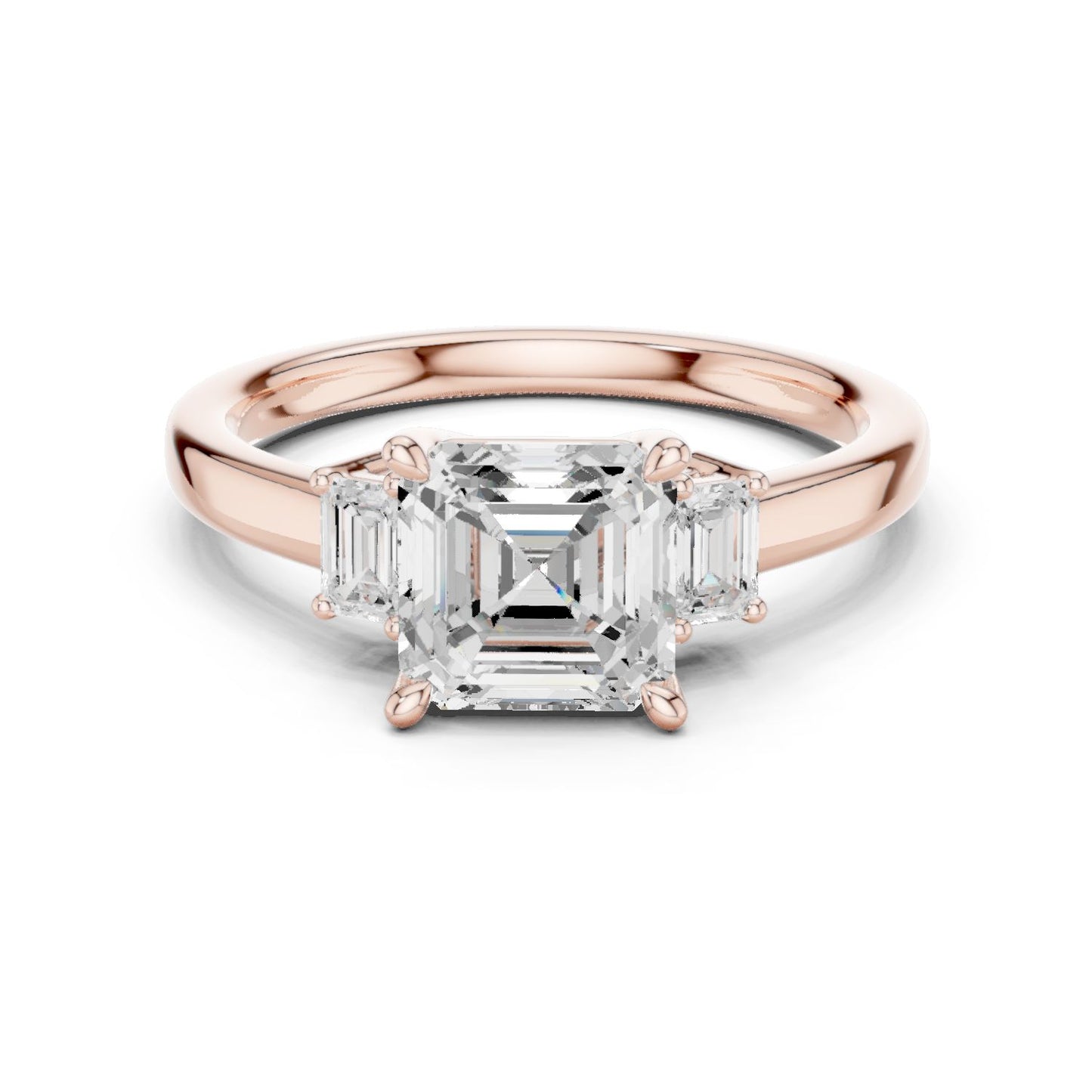 Emerald Lab Grown Diamond Three-Stone Engagement Ring