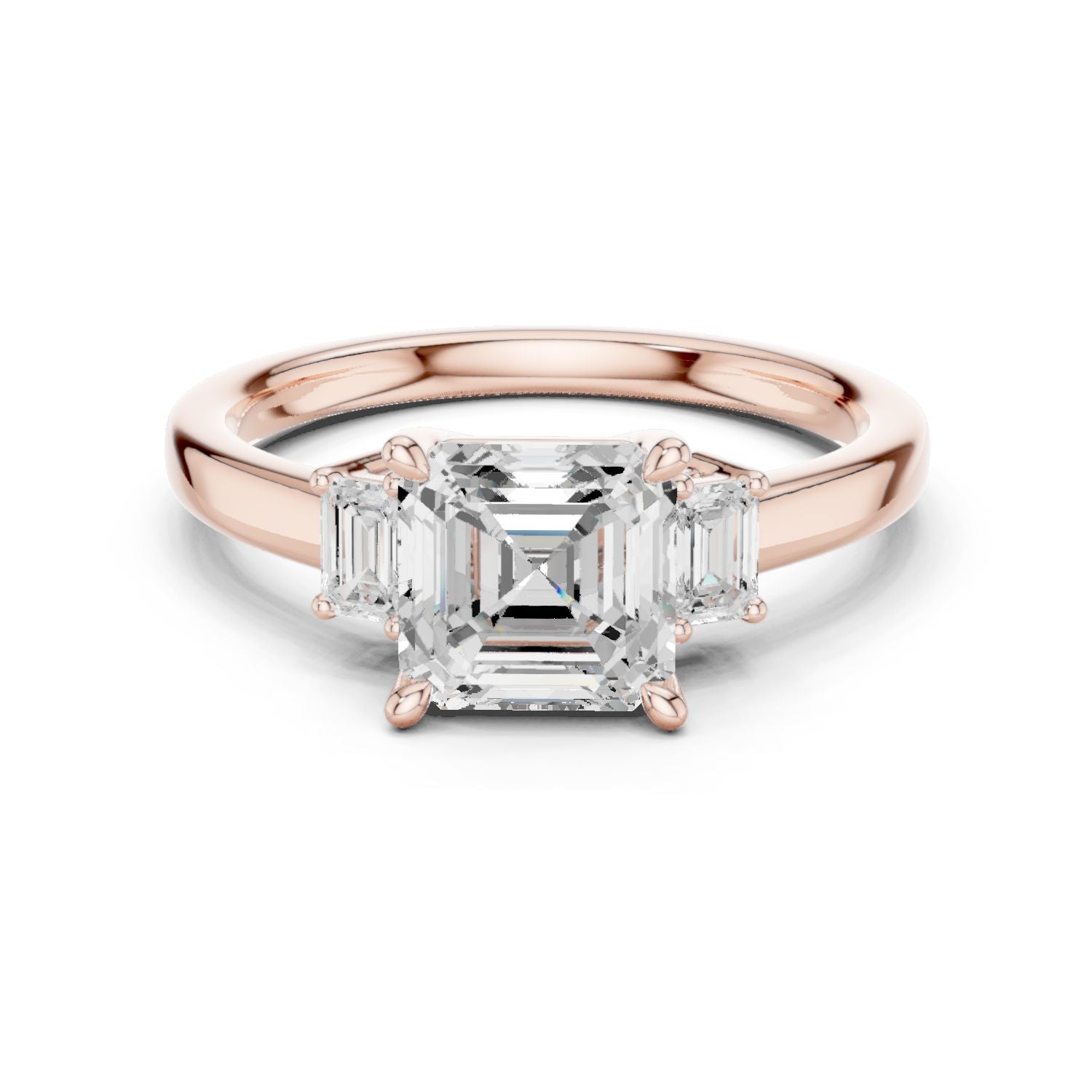Emerald Lab Grown Diamond Three-Stone Engagement Ring