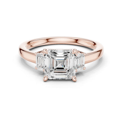 Emerald Lab Grown Diamond Three-Stone Engagement Ring