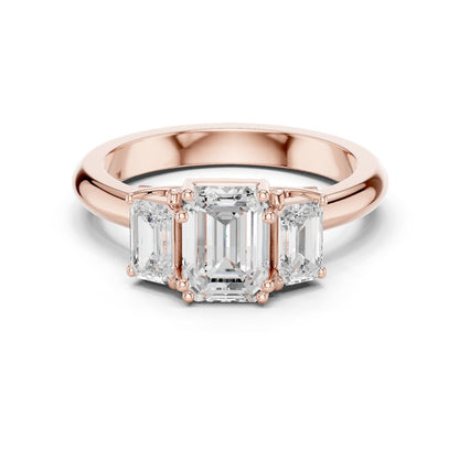 Emerald Lab Grown Diamond Three-Stone Engagement Ring