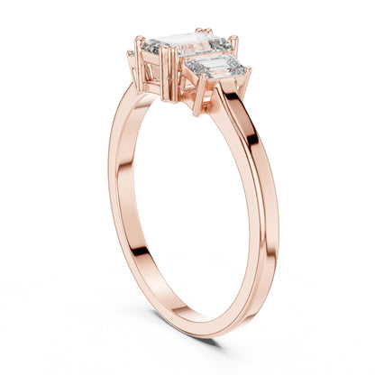 Emerald Lab Grown Diamond Three-Stone Engagement Ring
