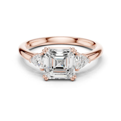 Emerald Lab Grown Diamond Three-Stone Engagement Ring