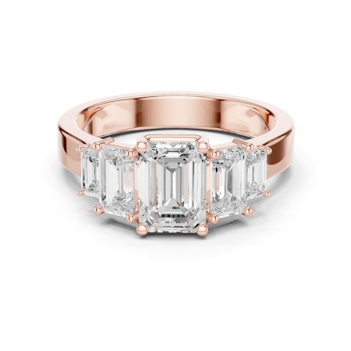 Emerald Lab Grown Diamond Three-Stone Engagement Ring