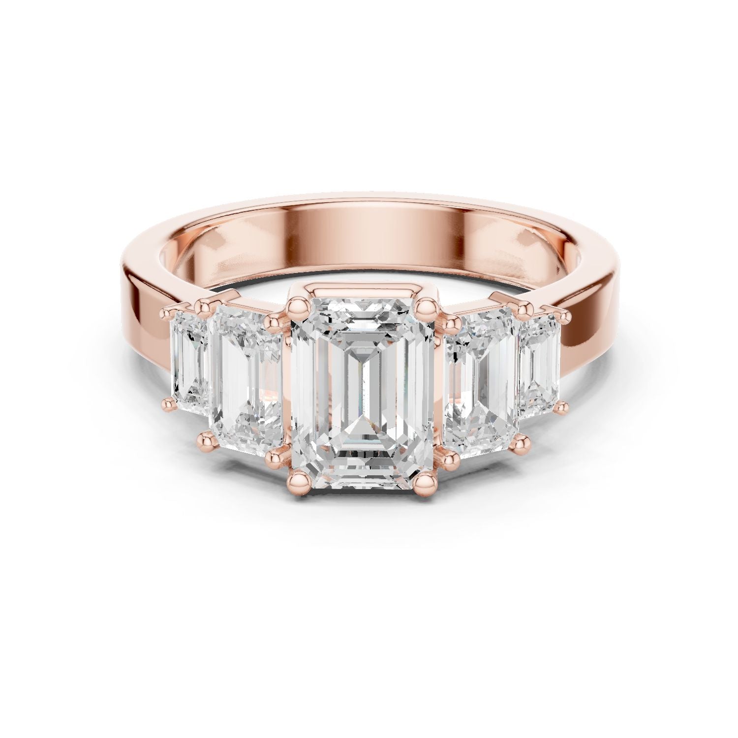 Emerald Lab Grown Diamond Three-Stone Engagement Ring