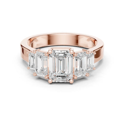 Emerald Lab Grown Diamond Three-Stone Engagement Ring