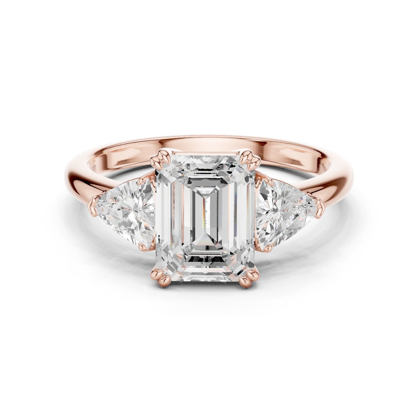 Emerald Lab Grown Diamond Three-Stone Engagement Ring