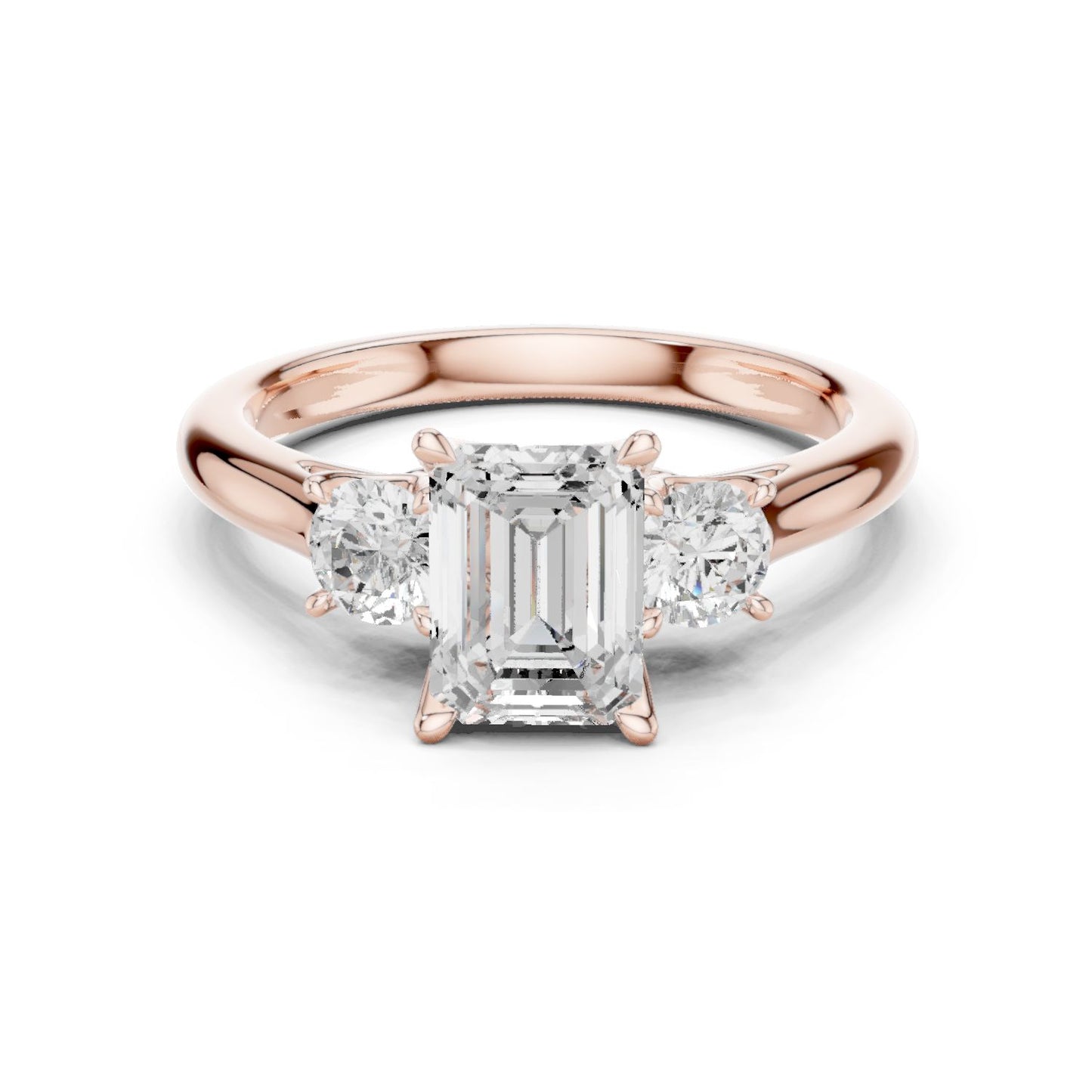 Emerald Lab Grown Diamond Three-Stone Engagement Ring