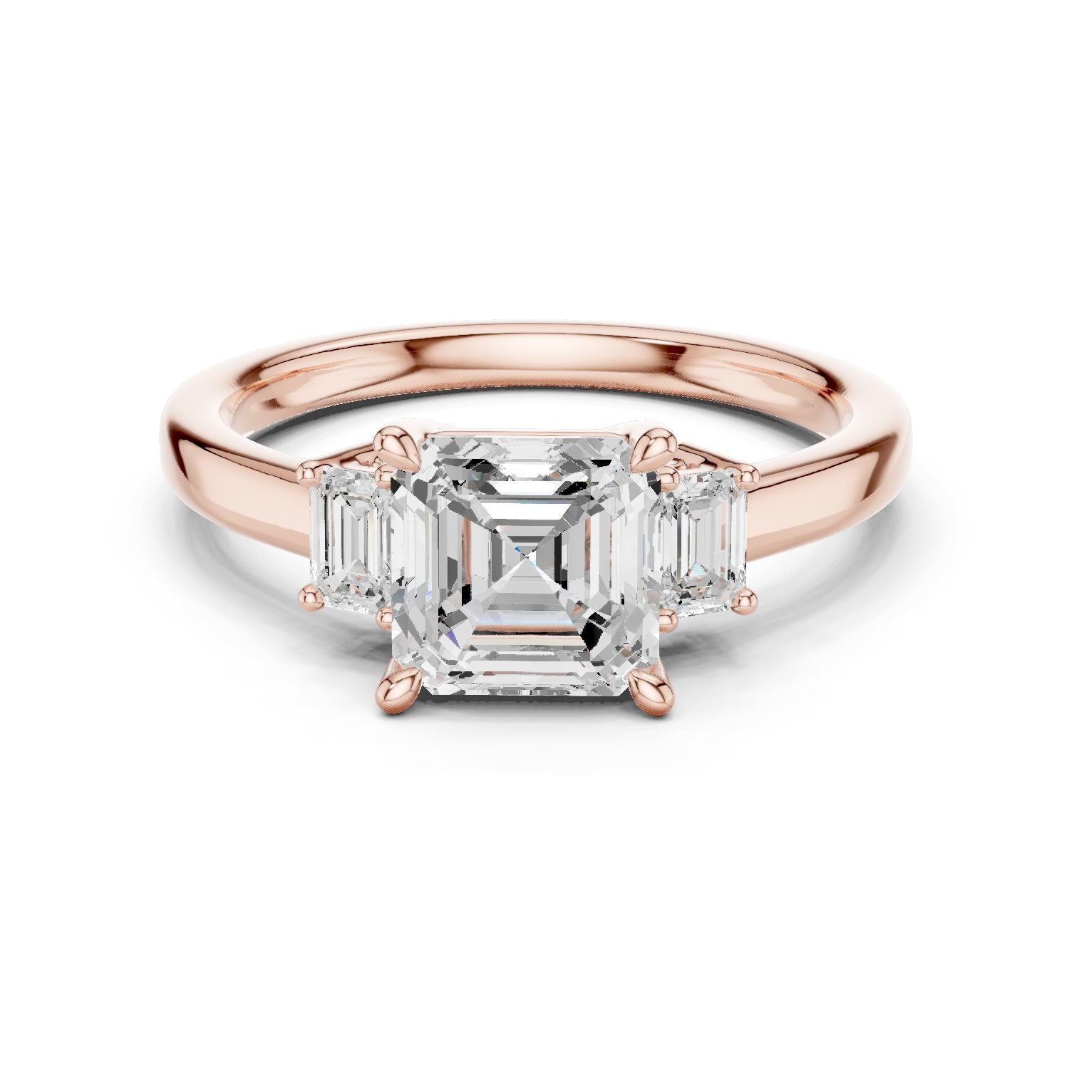 Emerald Lab Grown Diamond Three-Stone Engagement Ring