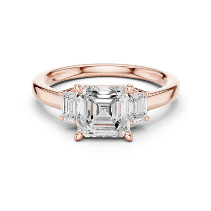 Emerald Lab Grown Diamond Three-Stone Engagement Ring