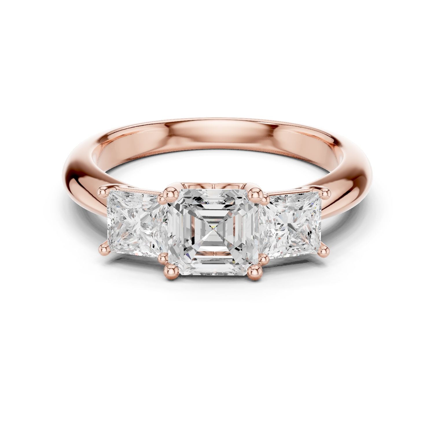 Emerald Lab Grown Diamond Three-Stone Engagement Ring