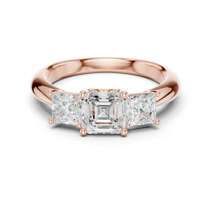 Emerald Lab Grown Diamond Three-Stone Engagement Ring
