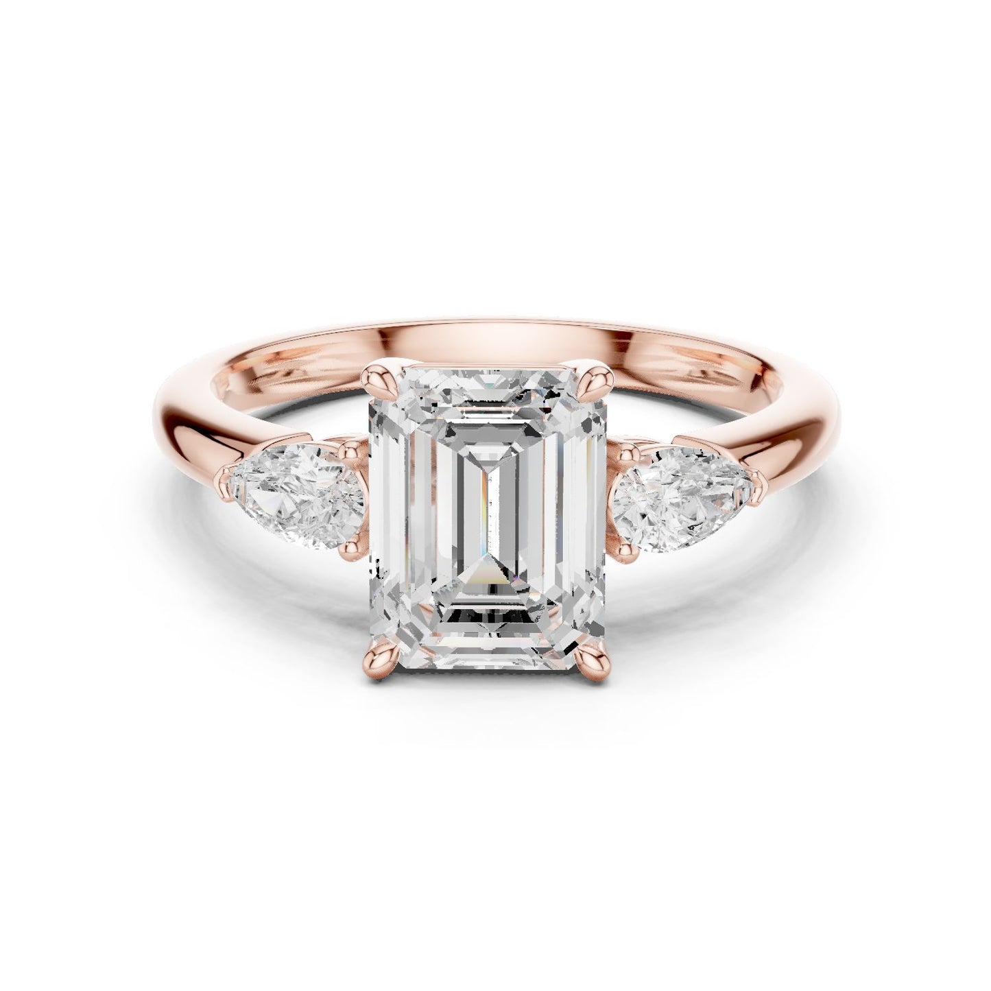 Emerald Lab Grown Diamond Three-Stone Engagement Ring