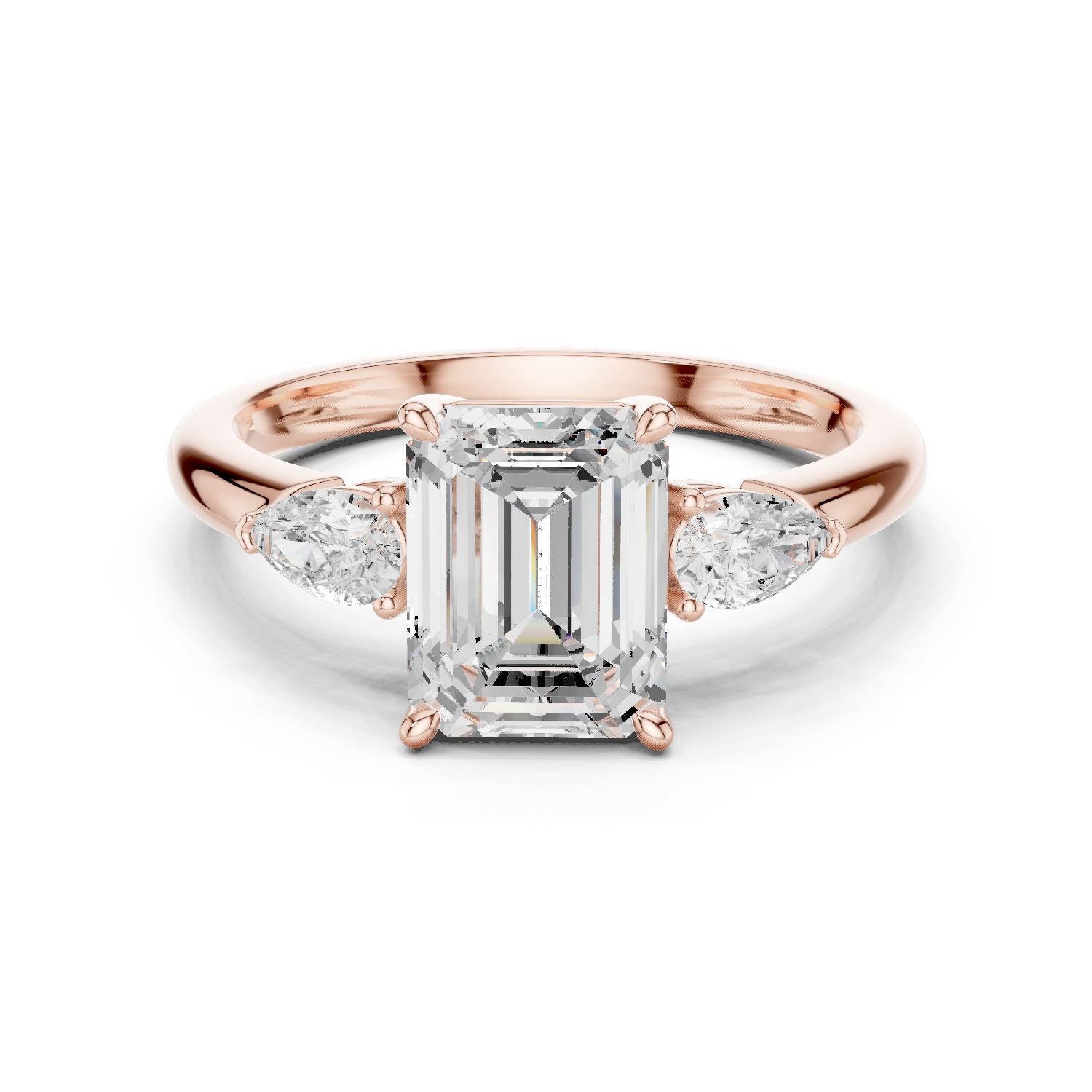 Emerald Lab Grown Diamond Three-Stone Engagement Ring